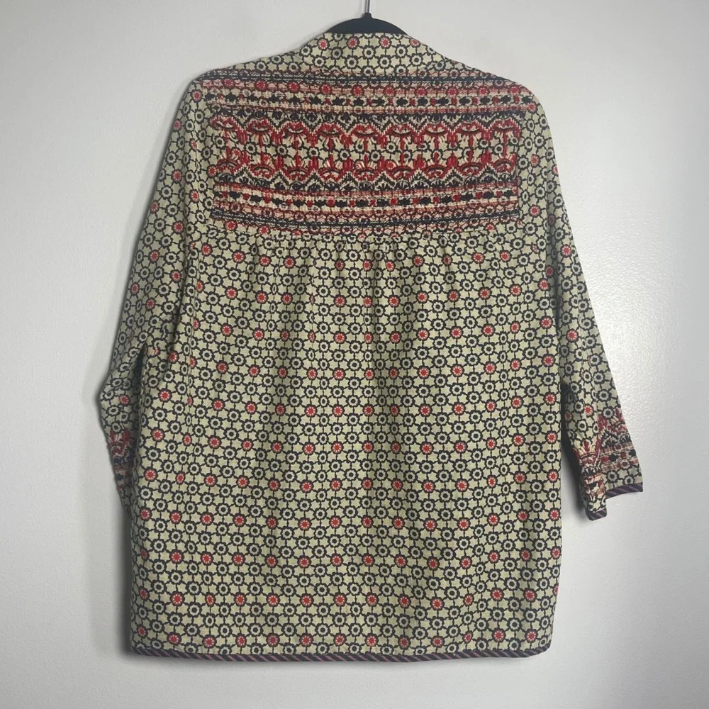 WORLD MARKET Embroidered Open Front Kimono Jacket Cardigan S/M‎ Neutral Bohemian
